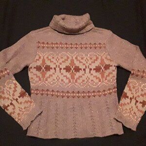 Lucidity women's knit turtleneck sweater with copper metallic. Size Medium